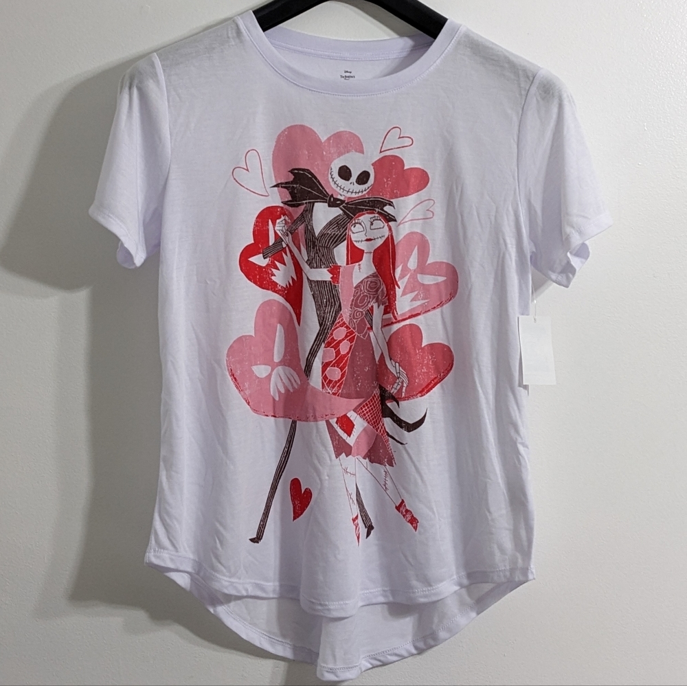 Disney The Nightmare Before Christmas Jack & Sally Love T-Shirt, Size XL(15-17)